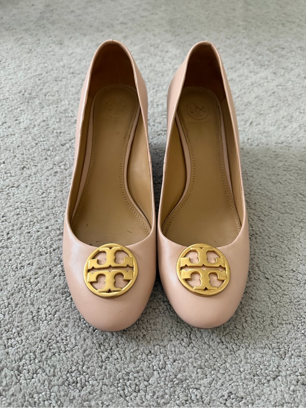 Tory Burch Sally Blush Pink Leather Wedge, Size 8.5